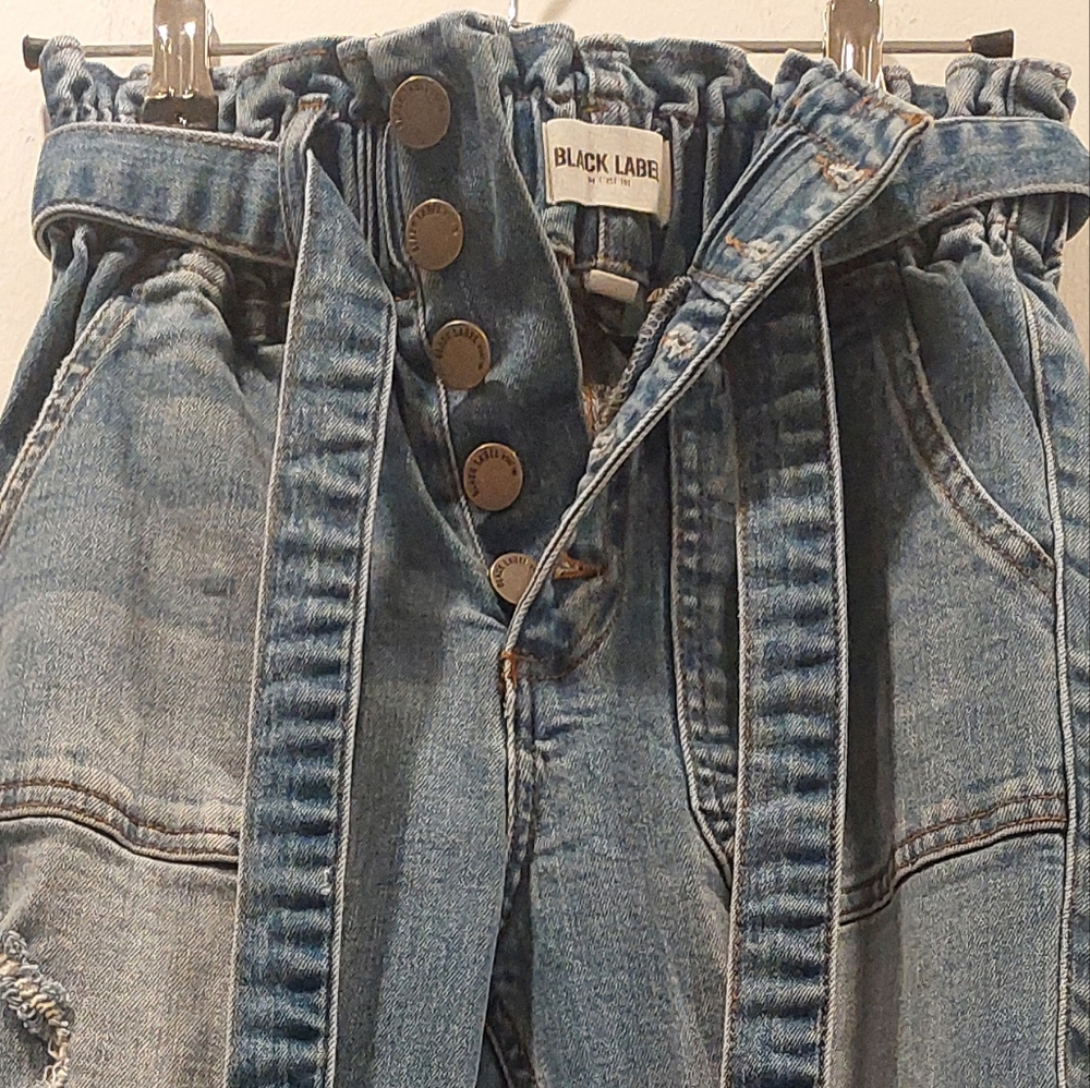 Black Label Blue Straight Leg Jeans Distressed - Picture 2 of 9